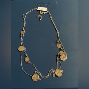 Bancroft Silver Chain Gold Coin Multi-Station Necklace